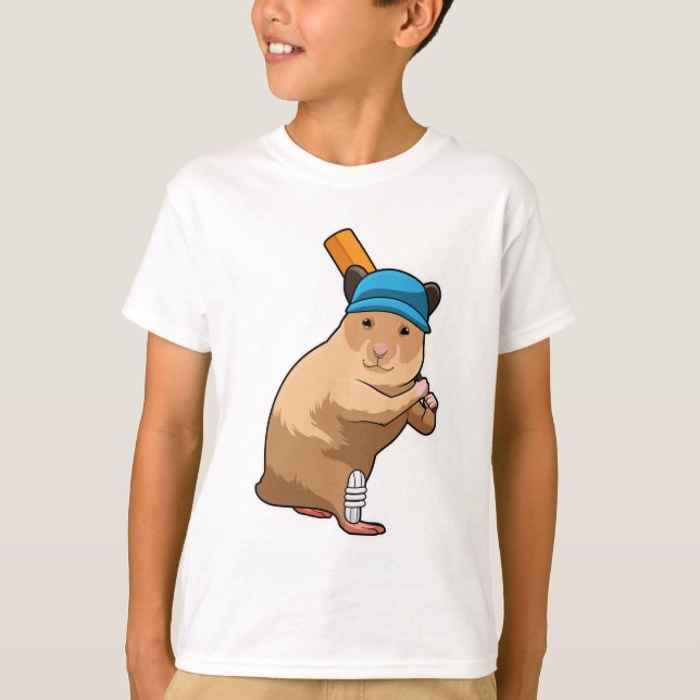 T-shirt Hamster au cricket avec chauve-souris de cricket (Devant)