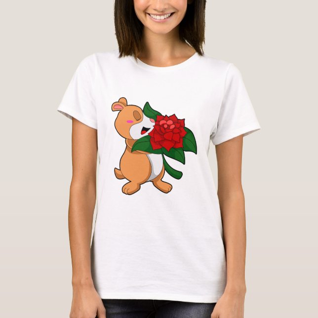 T-shirt Hamster avec fleur rose (Devant)