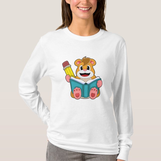 T-shirt Hamster avec livre et stylet (Devant)