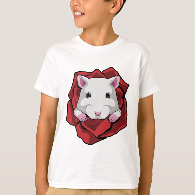 T-shirt Hamster avec Rose (Devant)
