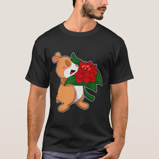 T-shirt Hamster avec Rose à fleurs (Devant)