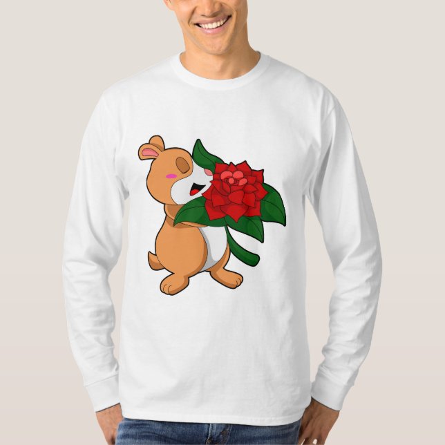 T-shirt Hamster avec Rose à fleurs (Devant)