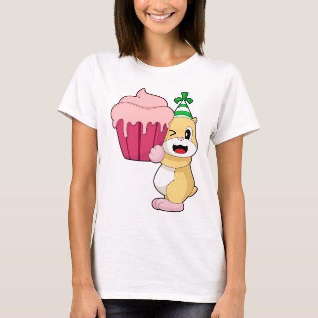 T-shirt Hamster Birthday Cupcake (Devant)