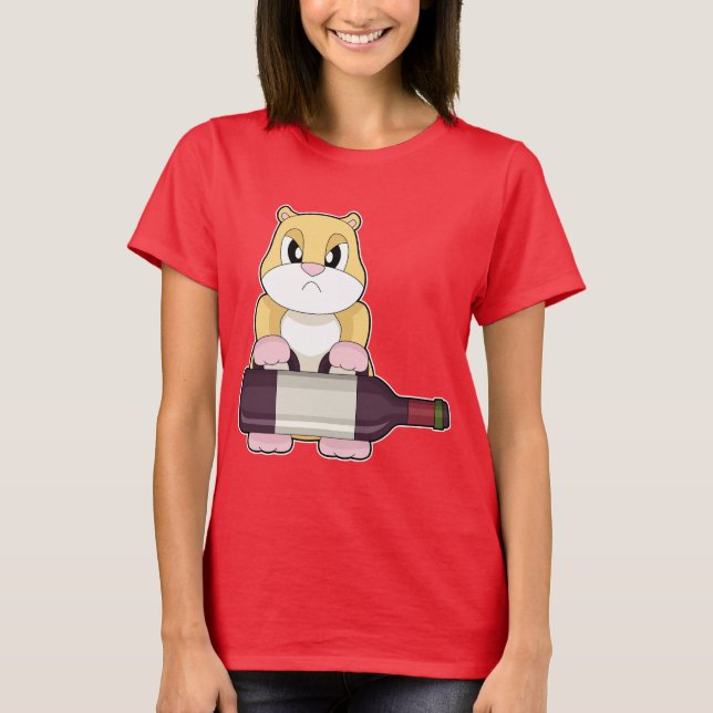 T-shirt Hamster Bottle Red wine (Devant)