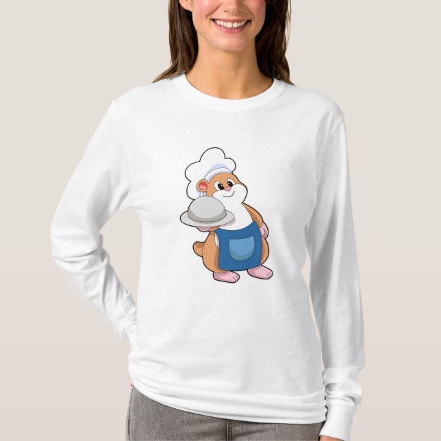 T-shirt Hamster comme cuisinier avec Plateau (Devant)