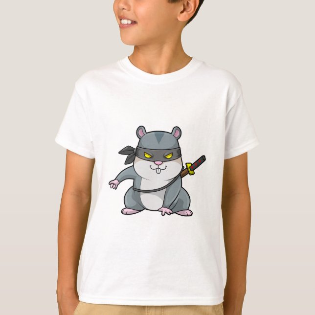 T-shirt Hamster comme Ninja dans les arts martiaux avec ép (Devant)