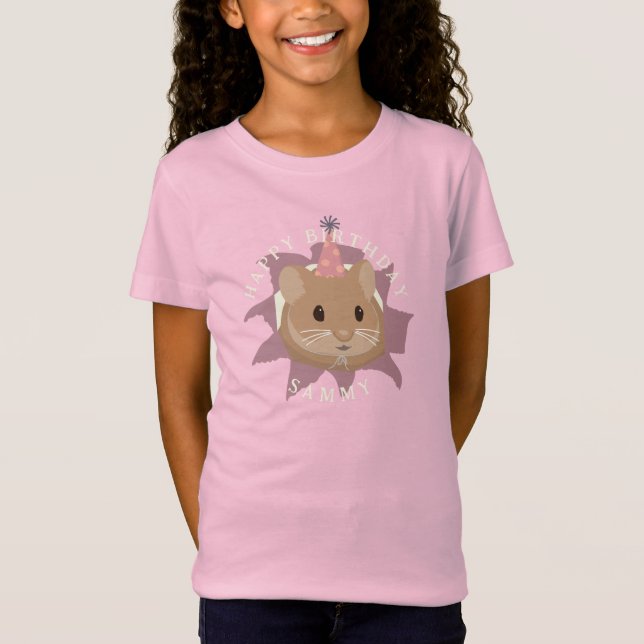 T-Shirt Hamster d'anniversaire mignon dans les tons muets (Devant)