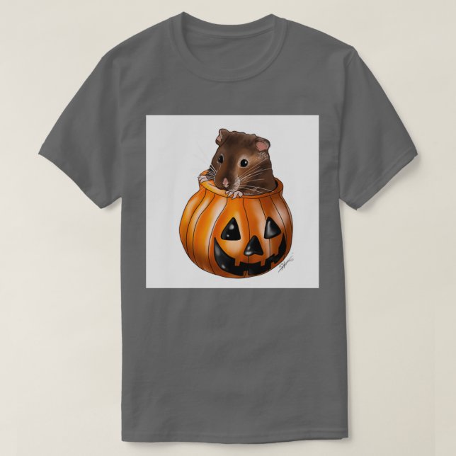 T-shirt Hamster dans une oeuvre d'art originale citrouille (Design devant)