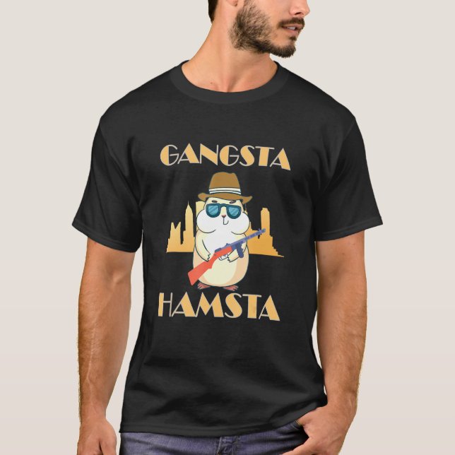 T-shirt Hamster Design Hamster Gangsta Hamsta (Devant)