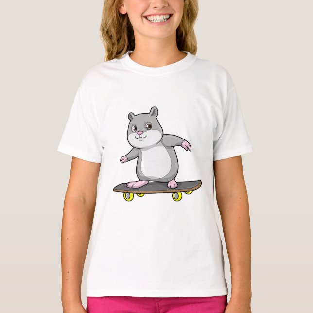 T-shirt Hamster en patinage avec skateboard (Devant)
