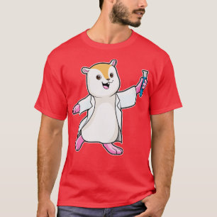 T-shirt Hamster En Tant Que Scientifique Avec Tube D'Essai