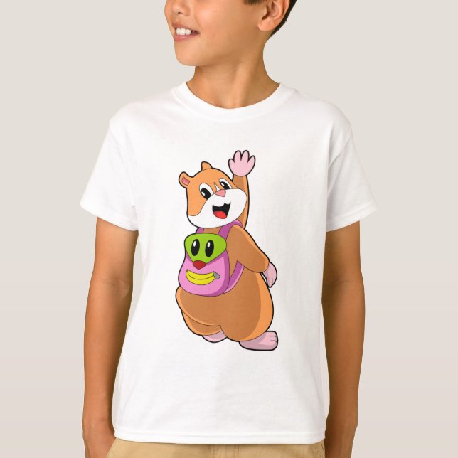 T-shirt Hamster en tant qu'étudiant avec sac à dos.PNG (Devant)