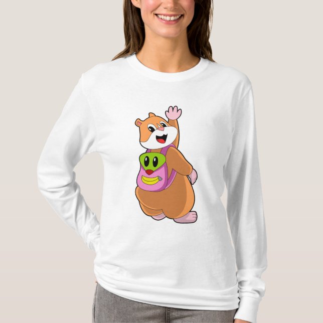 T-shirt Hamster en tant qu'étudiant avec sac à dos.PNG (Devant)
