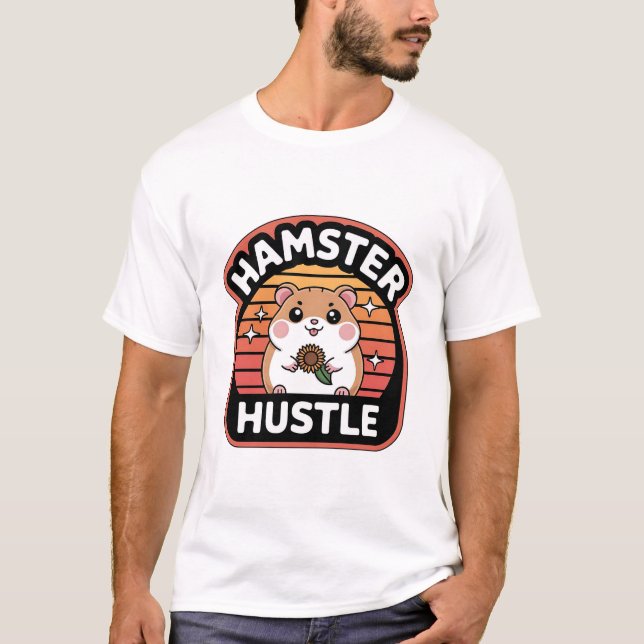 T-shirt Hamster Hustle Cute Retro Hamster Lover Design (Devant)