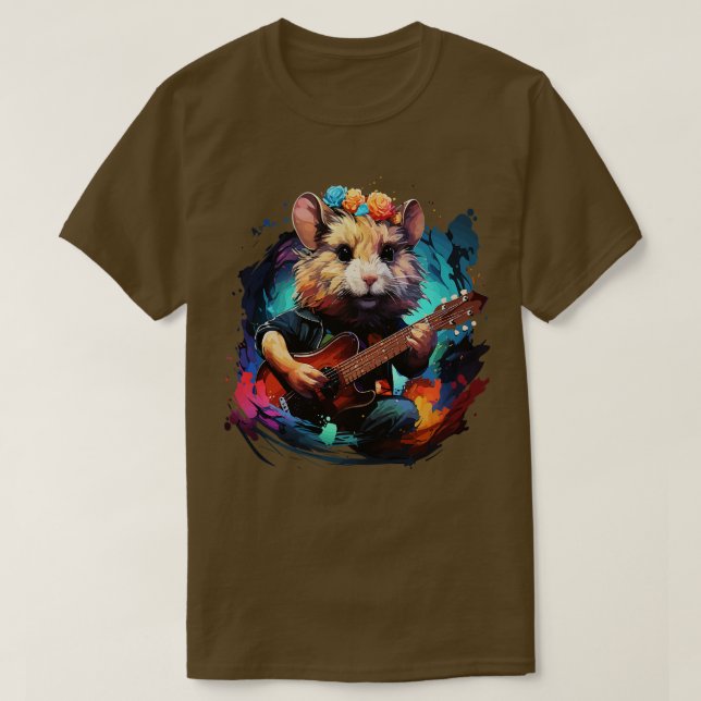 T-shirt Hamster Jouer de la guitare (Design devant)