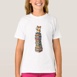 T-shirt Hamster Lecteur sur la Tour de Livres pour Enfants
