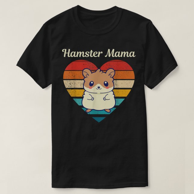 T-shirt Hamster Mama Cute Hamster Design Retro Heart Shape (Design devant)
