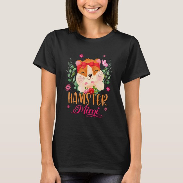 T-shirt Hamster Mimi Fleurs mignonnes Hamster Bow Cravate  (Devant)