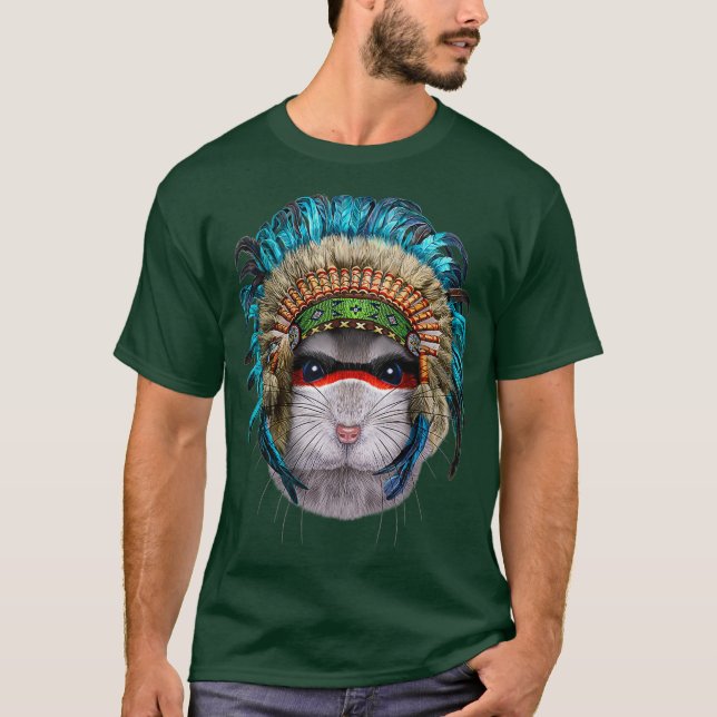 T-shirt Hamster nain gris avec amérindienne (Devant)