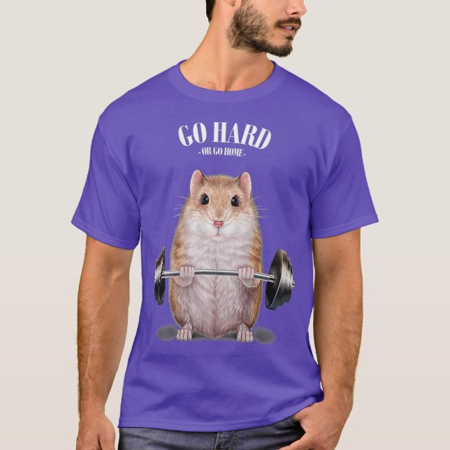 T-shirt Hamster nain haltère en fitness (Devant)