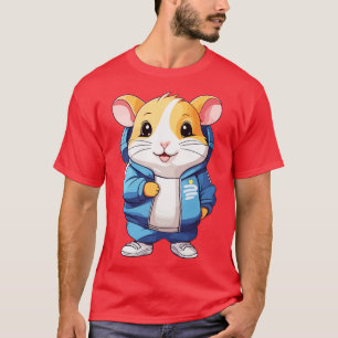 T-shirt hamster portant survêtement et baskets