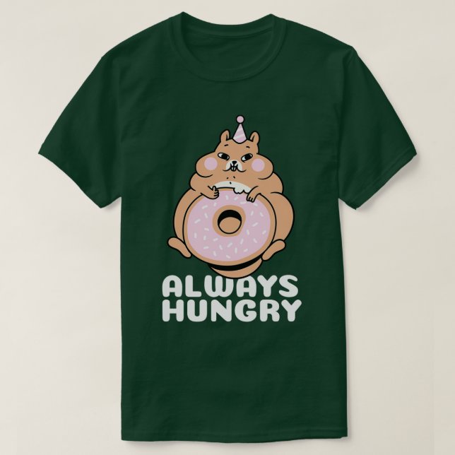 T-shirt Hamster Toujours Faim Avec Don De Donut (2) (Design devant)