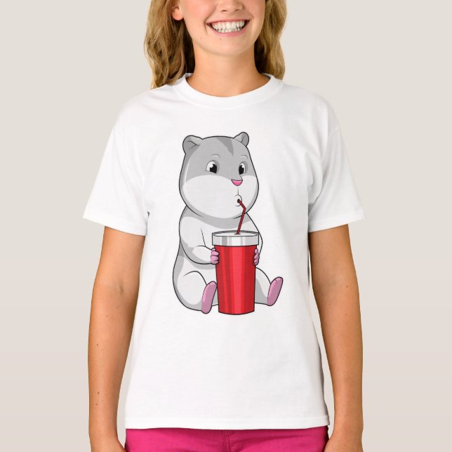 T-shirt Hamster with Mug & Drinking straw (Devant)