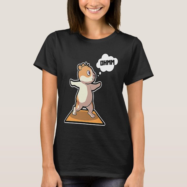 T-shirt Hamster Yoga Poses Sport Gymnastics Ohm Heartbeat  (Devant)