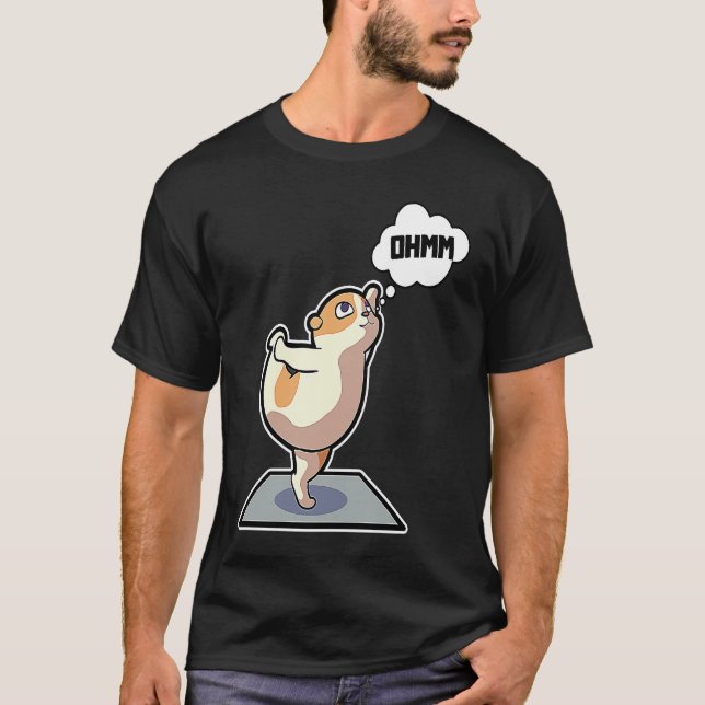 T-shirt Hamster Yoga Poses Sport Gymnastics Ohm Heartbeat  (Devant)