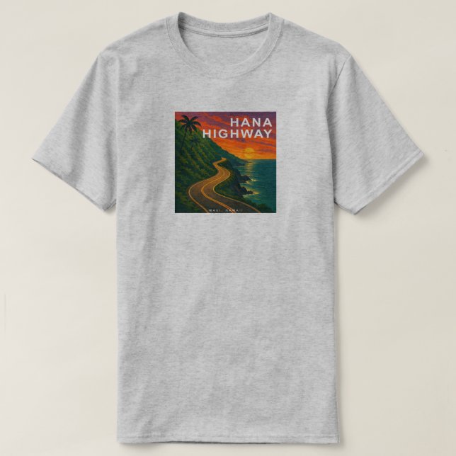 T-shirt Hana Highway Maui Hawaii Coucher de soleil (Design devant)
