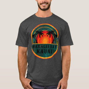 T-shirt Hanalei Bay Kauai Beach Vintage Retro Sunset