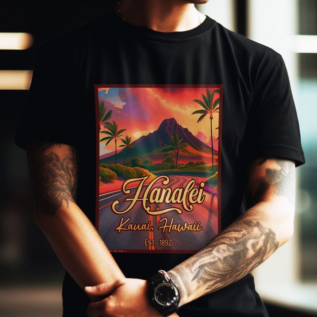 T-shirt Hanalei Kauai Hawaii Retro Volcano Road années 195 (Créateur téléchargé)