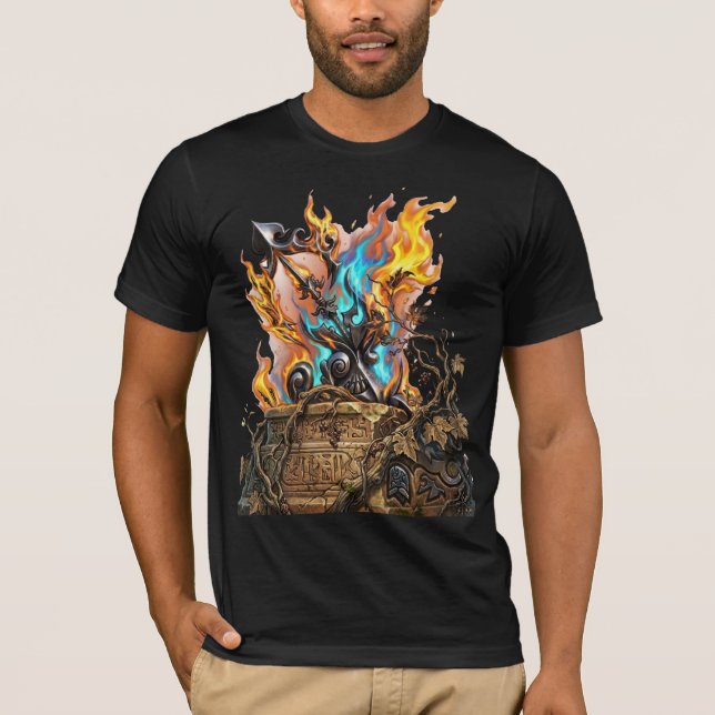 T-shirt Hand-Drawn 3D Flaming Mythical Weapon - Astra (Devant)