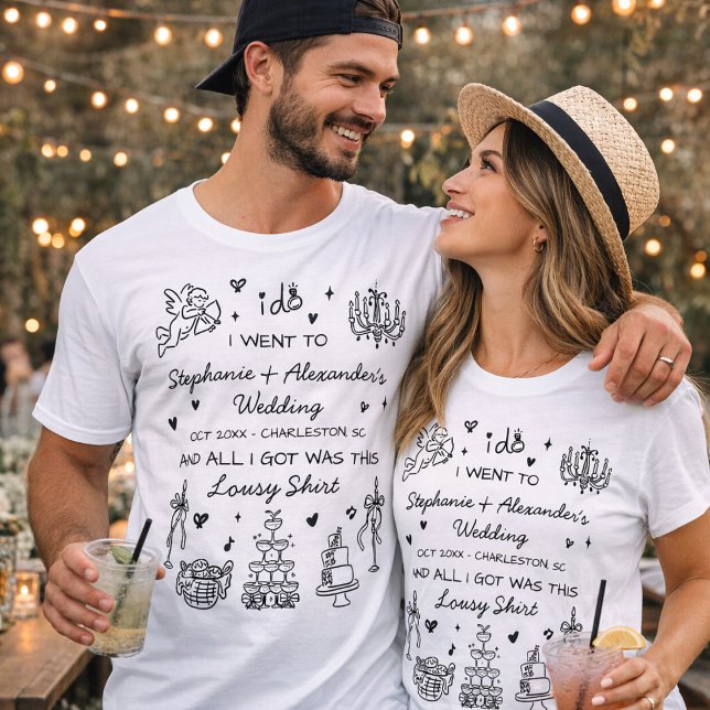 T-shirt Hand Drawn Funny Custom Wedding Favor Merch (Créateur téléchargé)