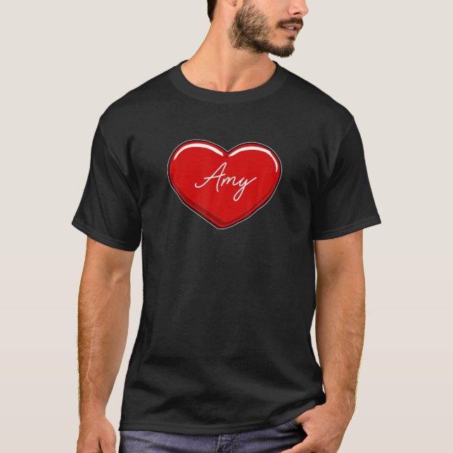 T-shirt Hand Drawn Heart Amy - First Name Hearts I Love Am (Devant)