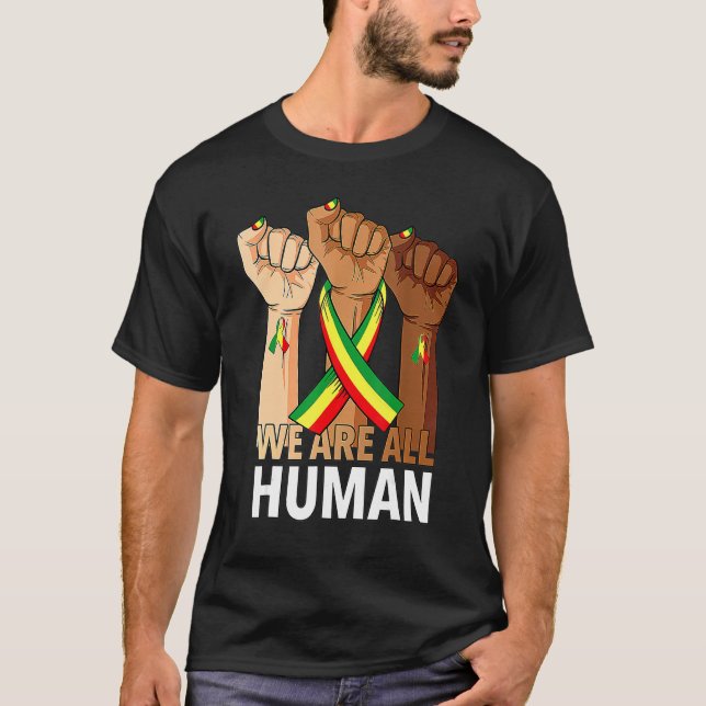 T-shirt Hand Fist We Are All Human African Pride Black His (Devant)