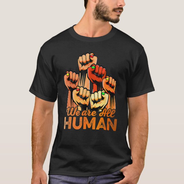 T-shirt Hand Fist We Are All Human African Pride Black His (Devant)