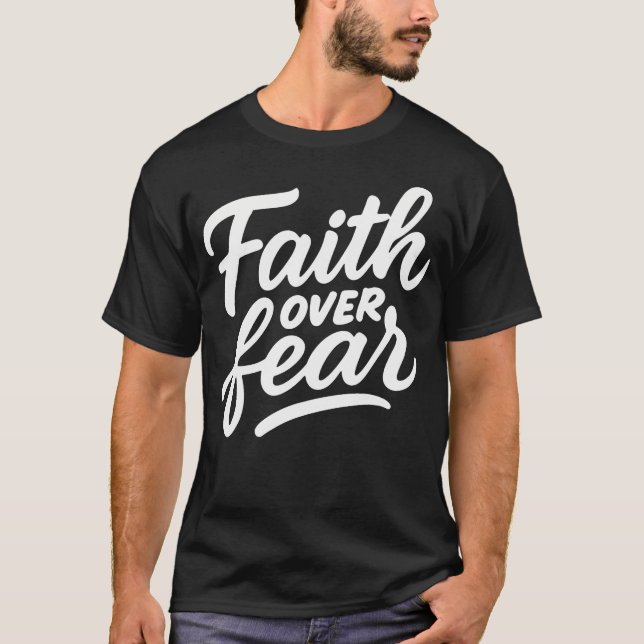 T-shirt Hand-Lettered Faith Over Fear Christian Brush (Devant)