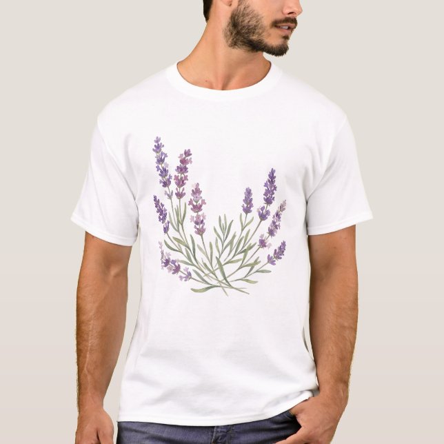 T-shirt hand painted purple lavender (Devant)