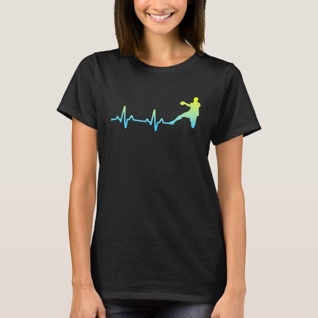 T-shirt Handball Player Fans Coach Heartbeat (Devant)