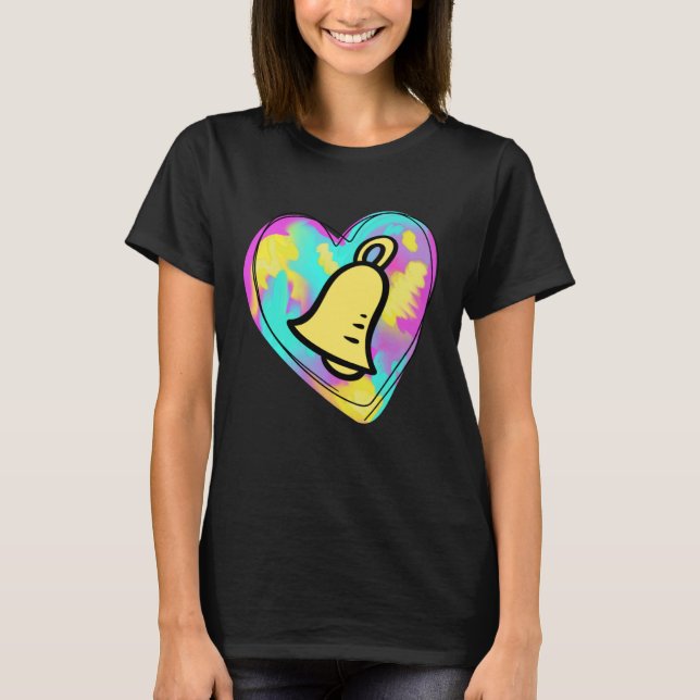 T-shirt Handbell Ringer Multicolored Painted Heart (Devant)