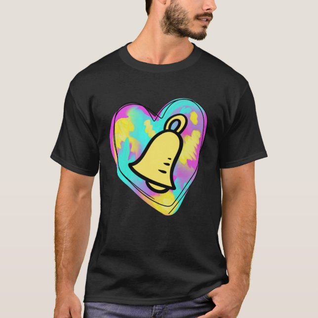 T-shirt Handbell Ringer Multicolored Painted Heart (Devant)