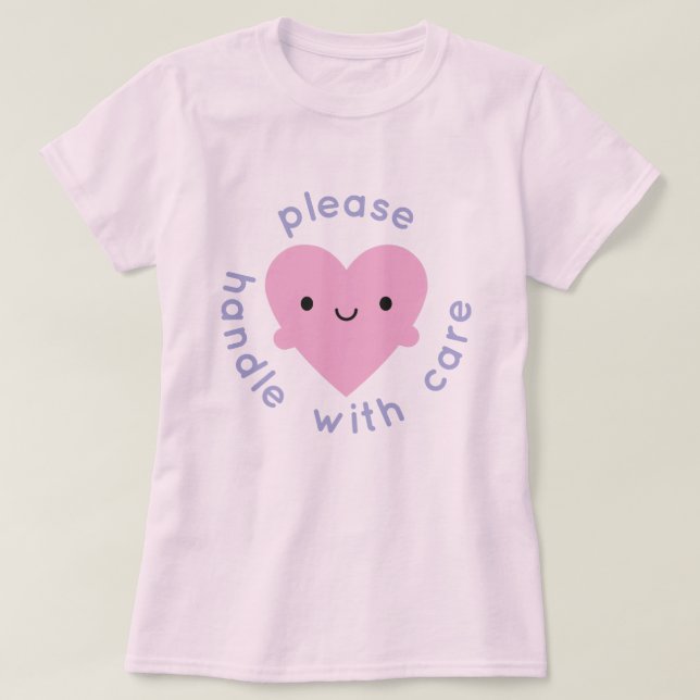 T-shirt Handle Avec Soin Kawaii Coeur (Design devant)