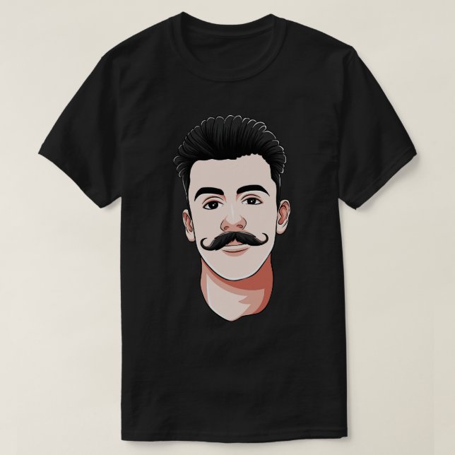 T-shirt Handlebar Mustache homme Hipster cheveux faciaux (Design devant)