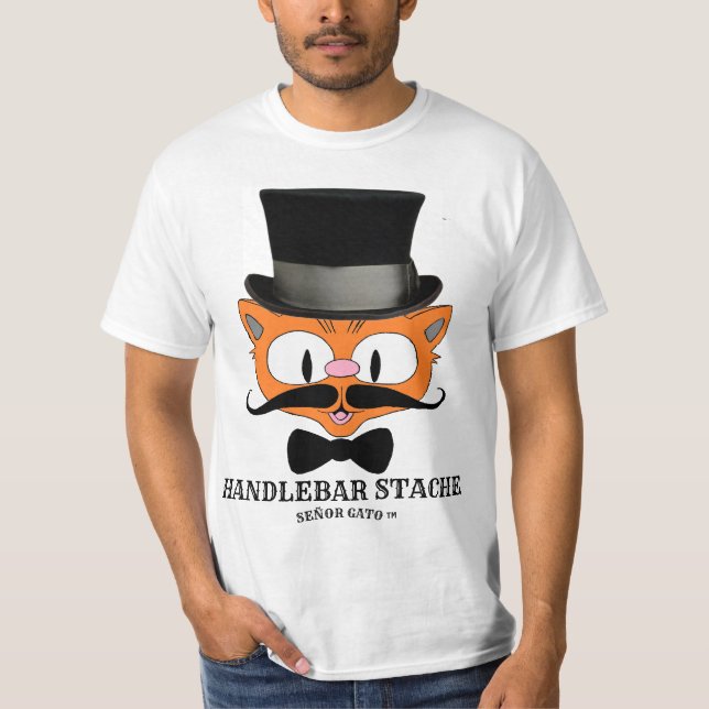 T-shirt HANDLEBAR STACHE Dessin humoristique Mustache Cat (Devant)