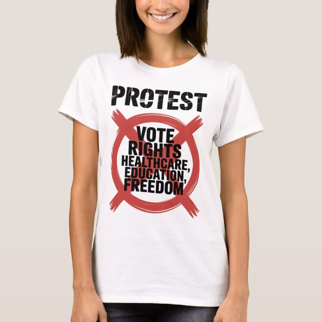 T-shirt Hands Off Protest Vote Rights Healthcare Education (Devant)
