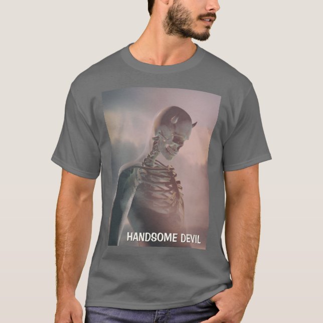 T-shirt Handsome Devil. Skeleton with horns (Devant)
