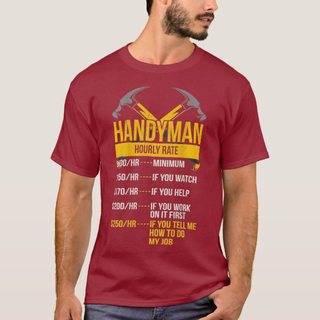 T-shirt Handy man Horaire Note Drôle petits boulots (Devant)