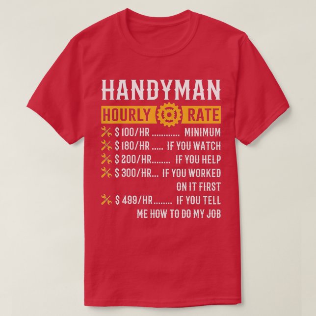 T-shirt Handyman Horaire Note Drôle Handyman Cadeaux (Design devant)