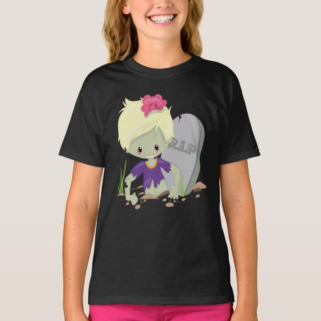 T-shirt Hanes TAGLESS® pour filles zombie (Devant)